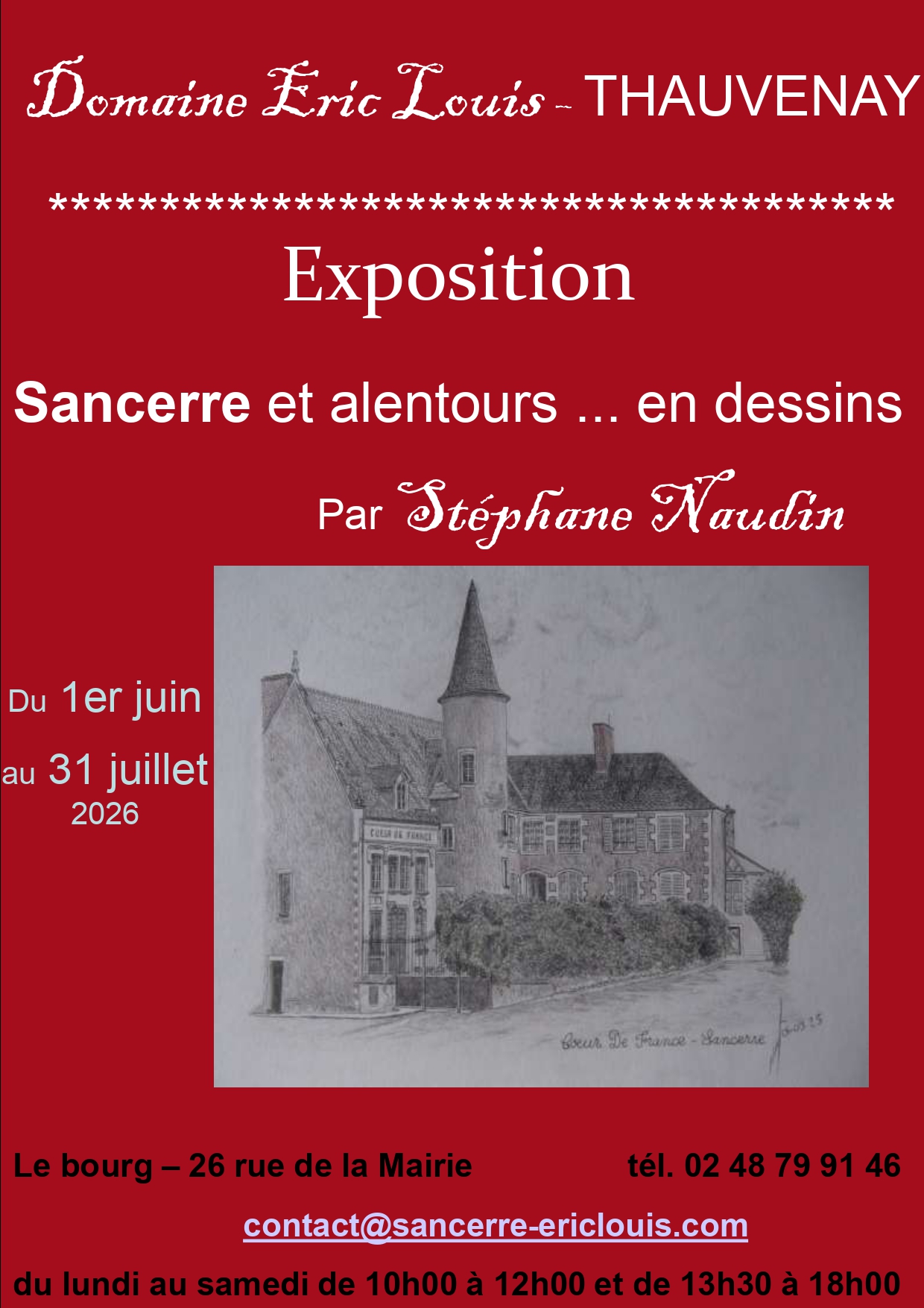 [EXPOSITION] Stéphane Naudin "Sancerre et alentours, en dessin" — visuel événement