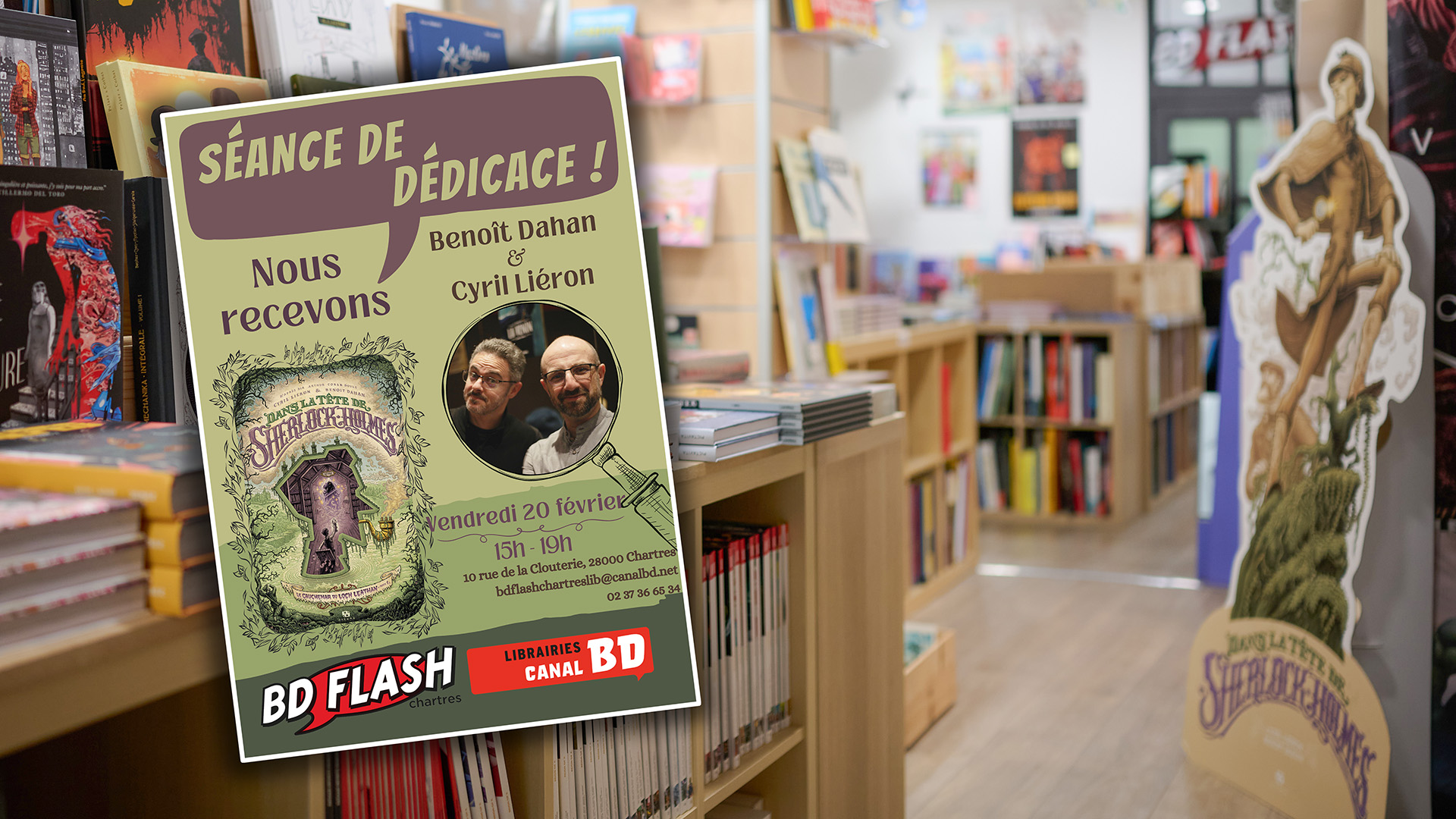 Séance de dédicace de l'équipe de "Dans la tête de Sherlock Holmes"