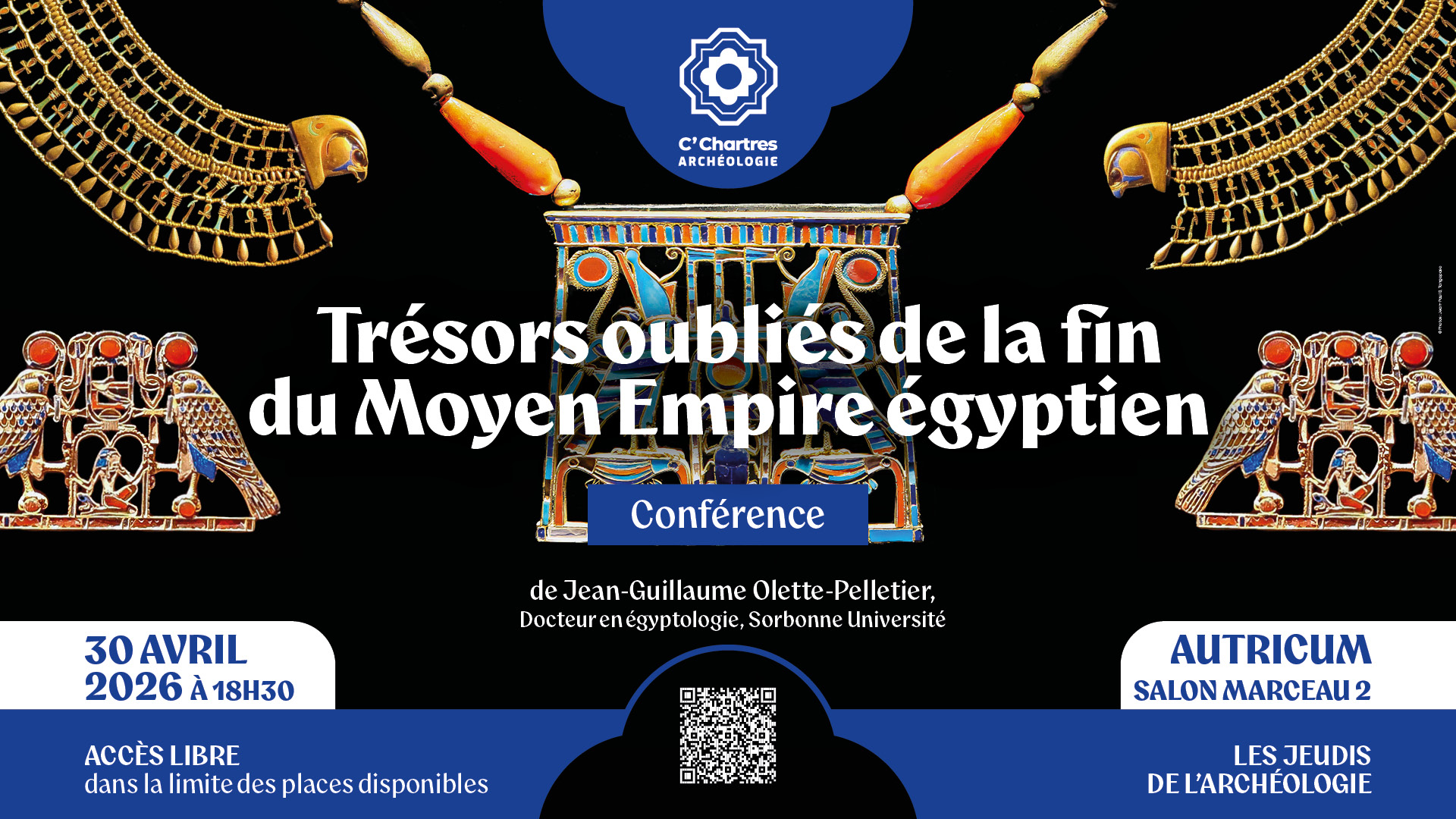 Jeudis de l'archéologie – Trésors oubliés de la fin du Moyen Empire égyptien : du Labyrinthe d’Hawara aux parures pharaoniques de Dahshur