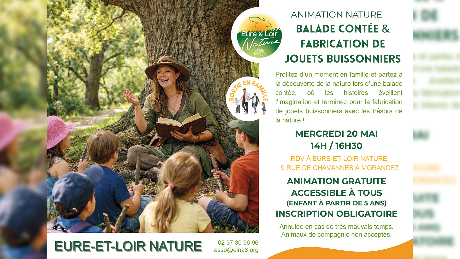Animation "Balade contée et fabrication de jouets" par Eure-et-Loir Nature - Morancez — visuel événement