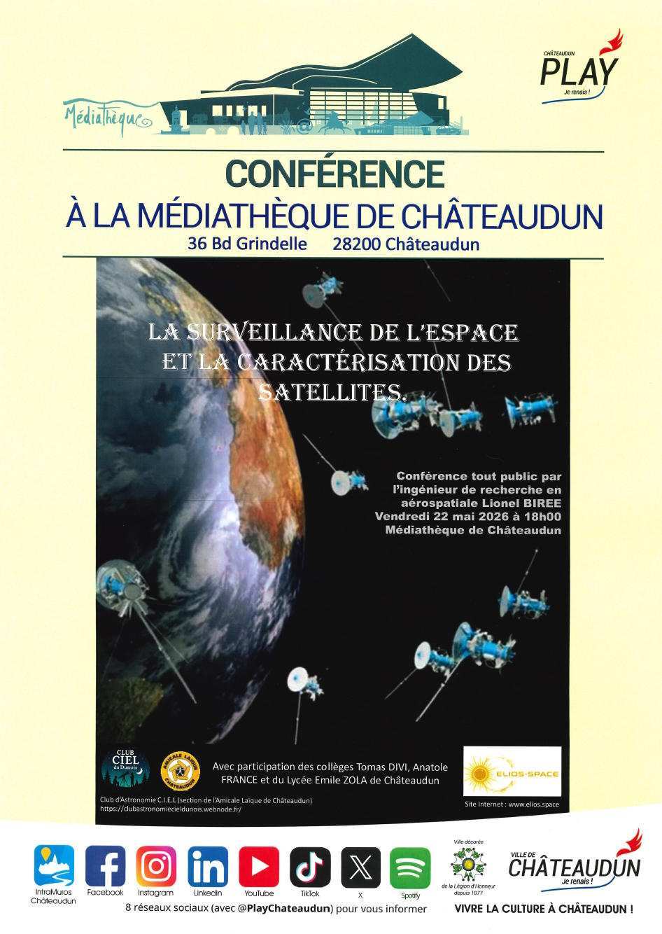 Conférence - La Surveillance de l'Espace et la Caractérisation des Satellites — visuel événement