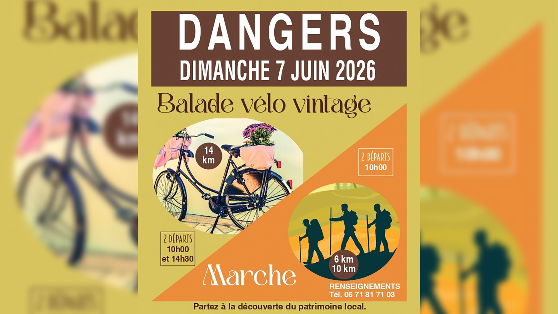 Balade à vélo vintage et marche — visuel événement