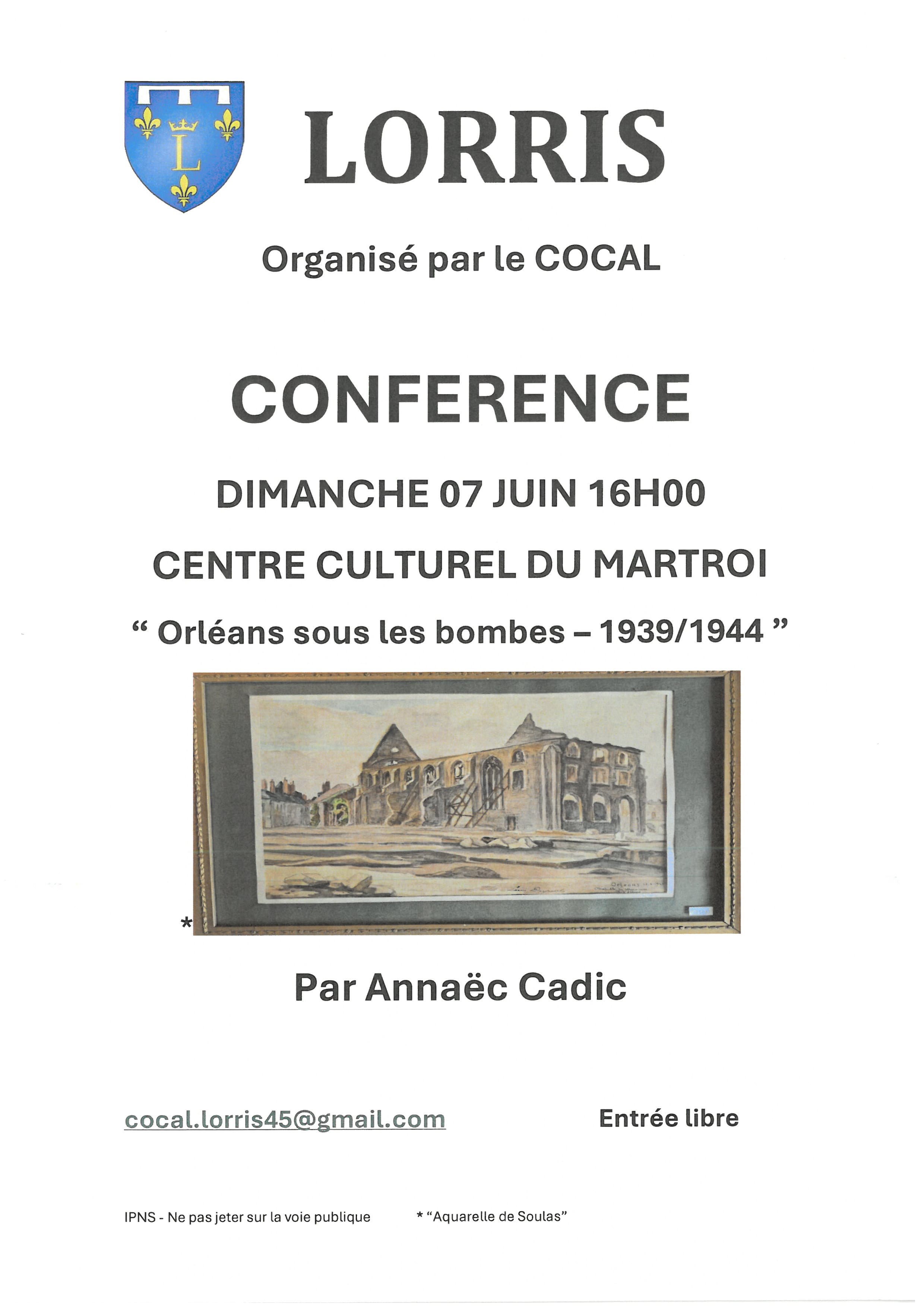 Conférence "Orléans sous les bombes -1939/1944"