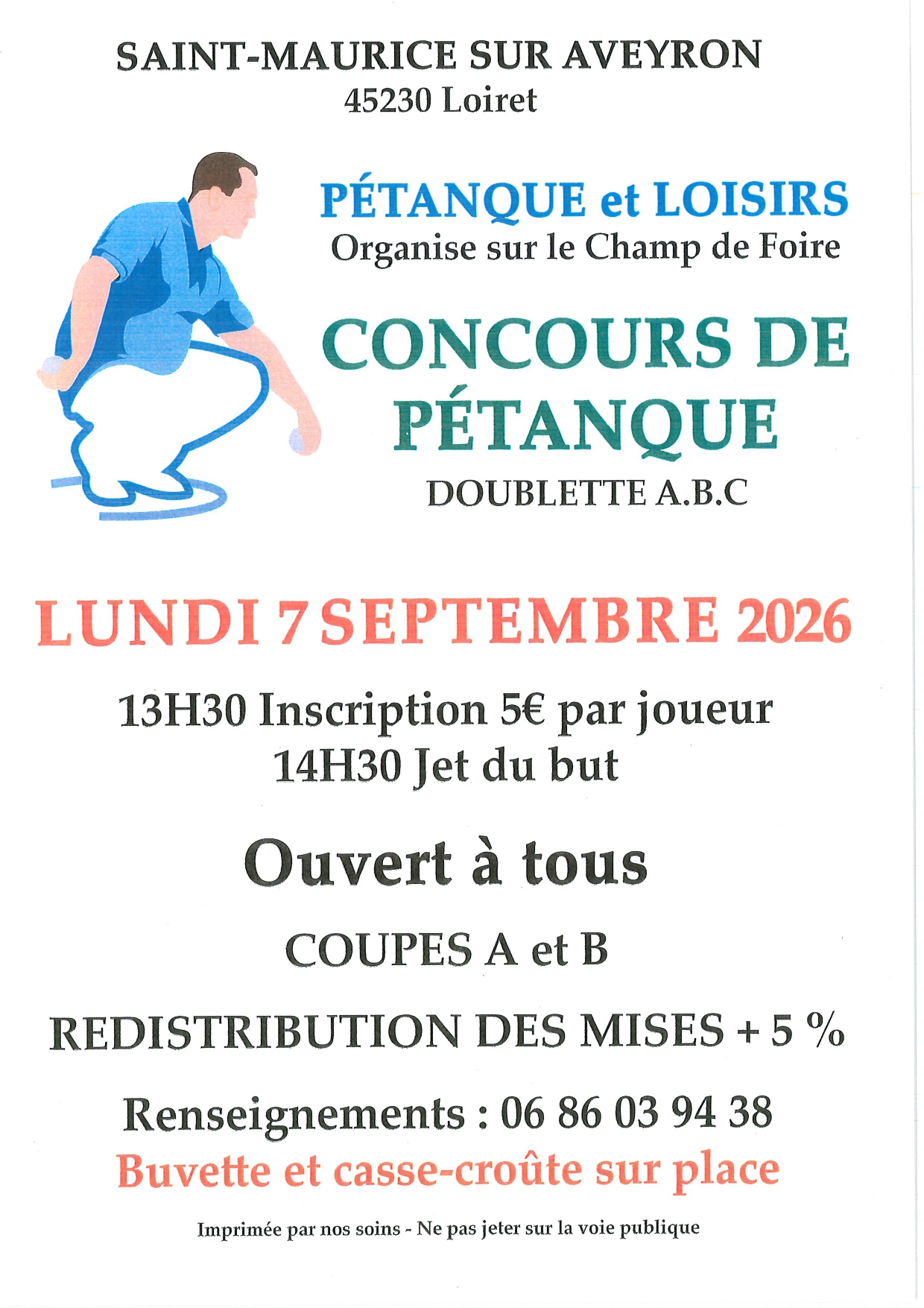 Concours de pétanque en doublette