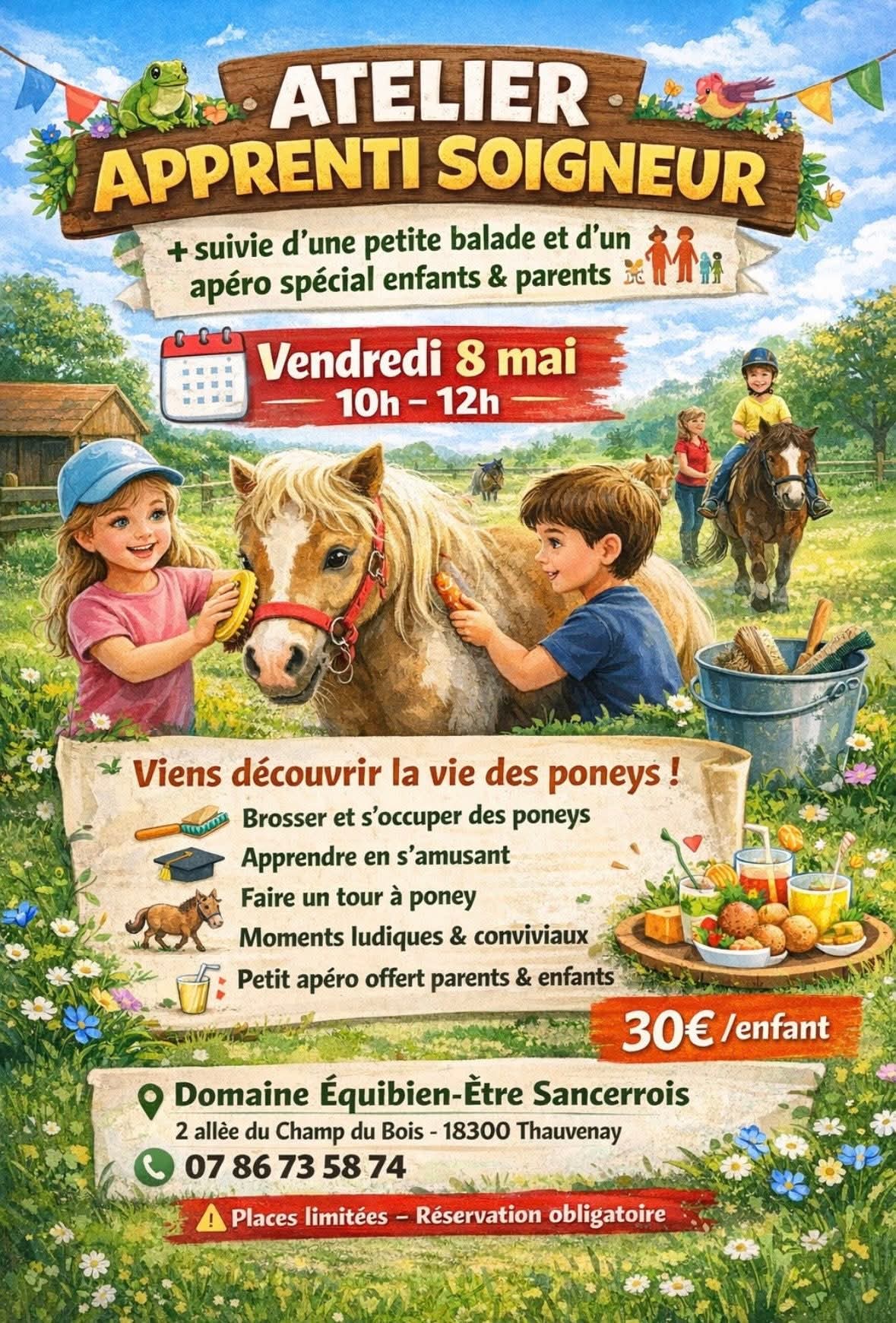 [Equibien-être]: atelier apprenti soigneur + balade à poney — visuel événement