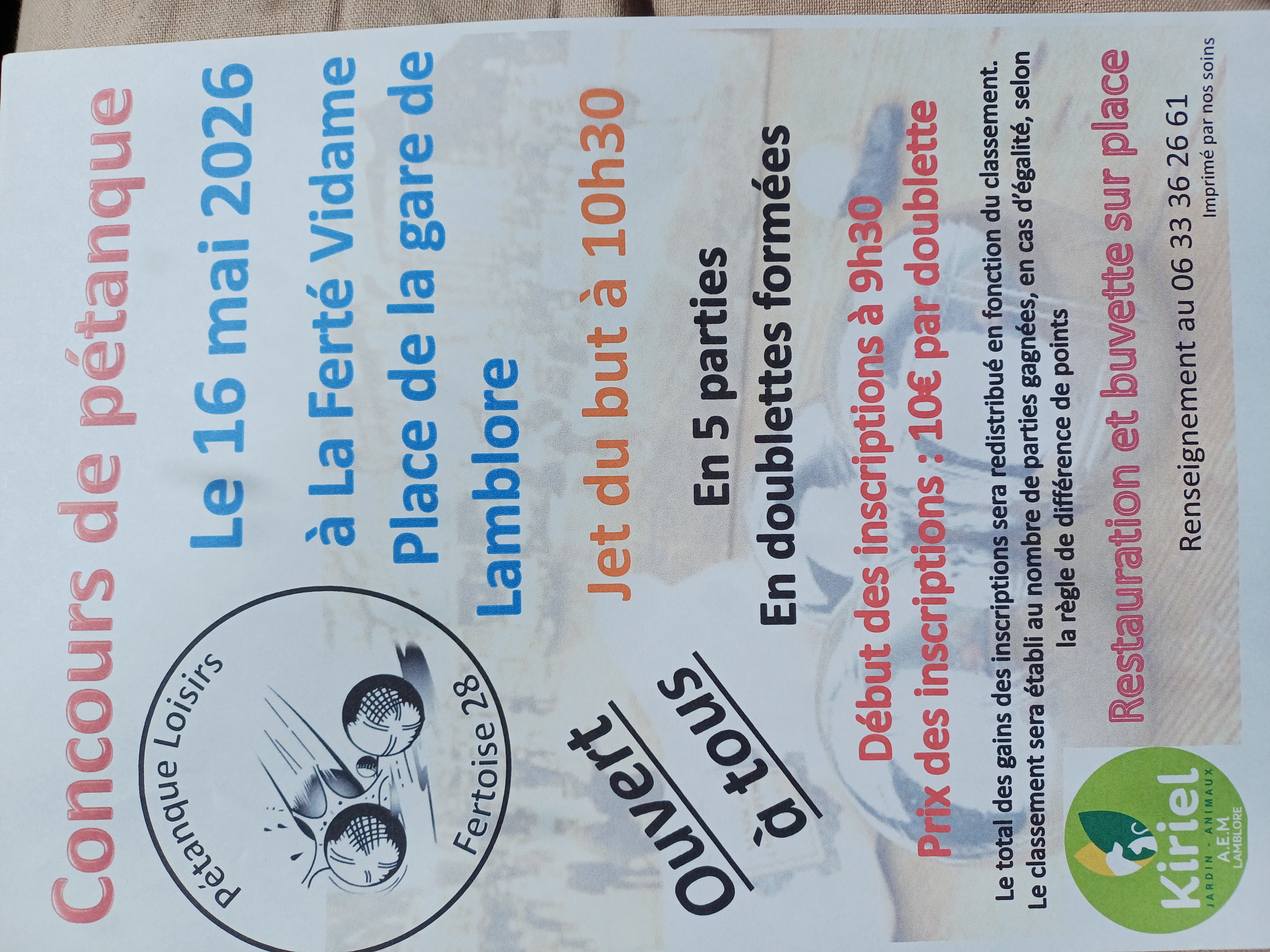 Concours de pétanque — visuel événement