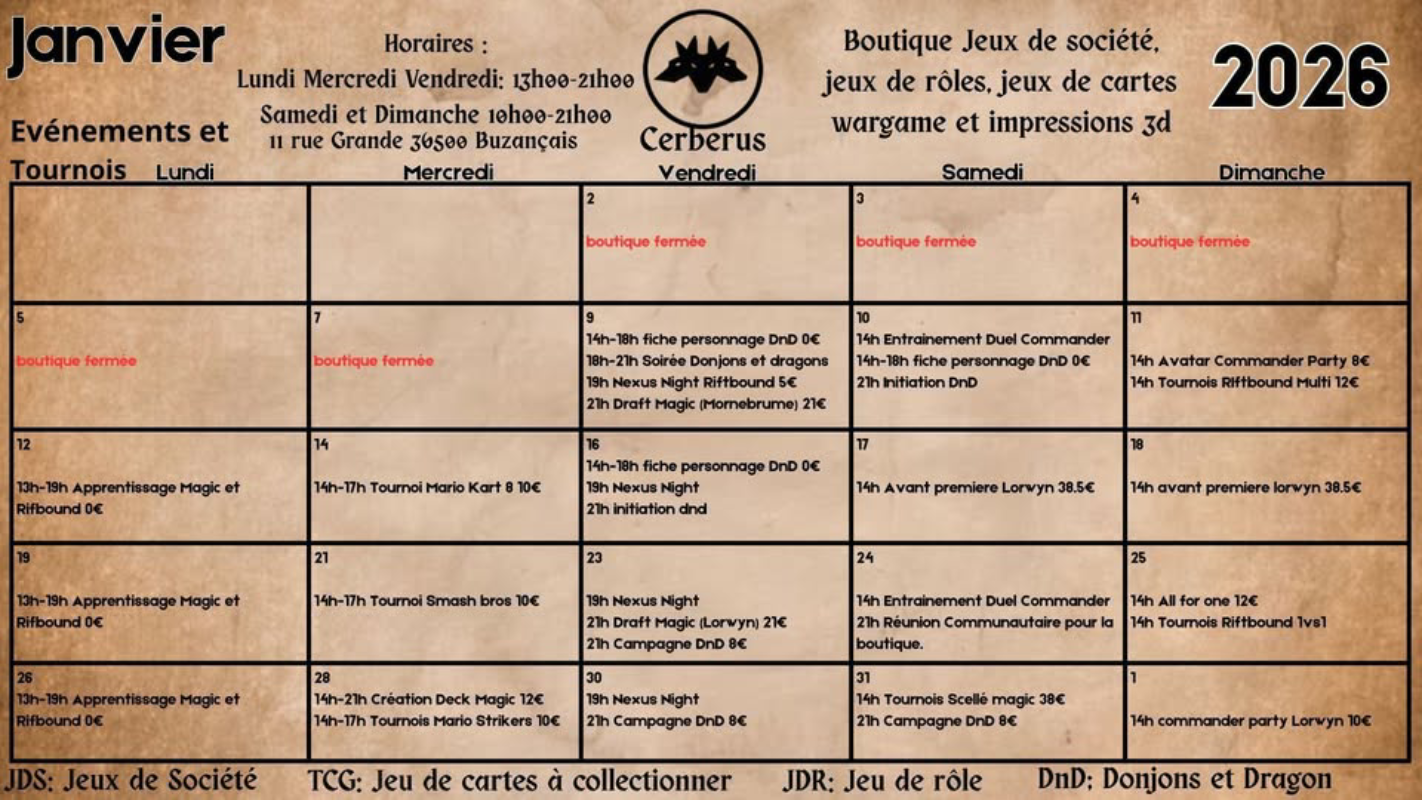 Événements du mois