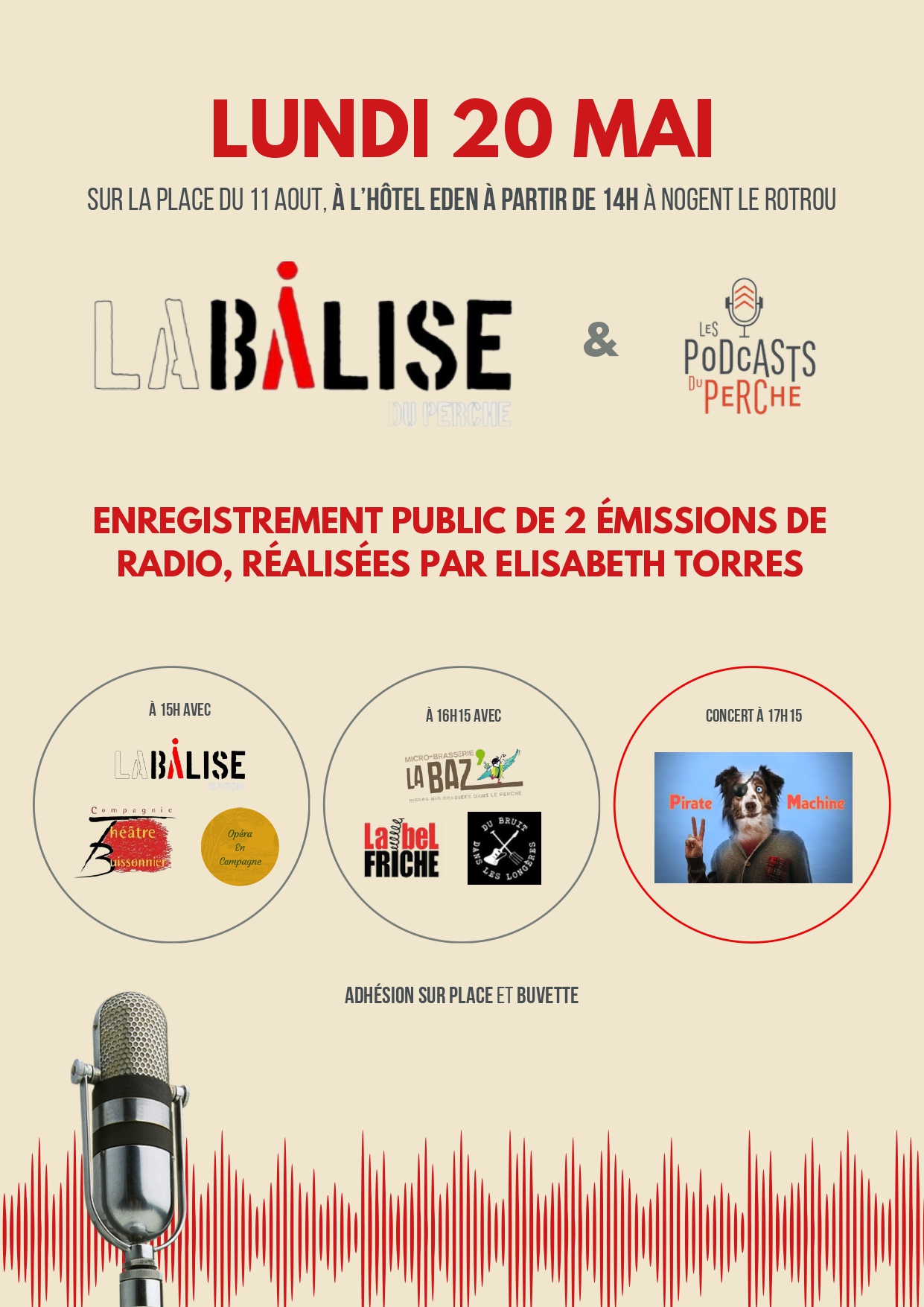 Enregistrement public de 2 émissions de radio — visuel événement