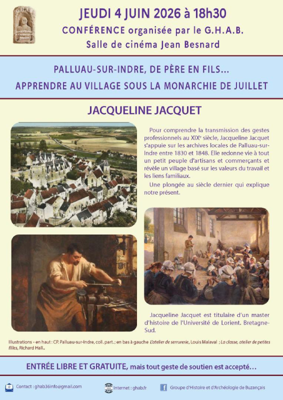 Conférence : Palluau-sur-Indre, de père en fils… apprendre au village sous la Monarchie de juillet