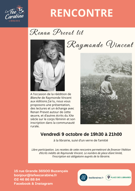 Soirée rencontre et lecture : "Renan Prévot lit Raymonde Vincent".