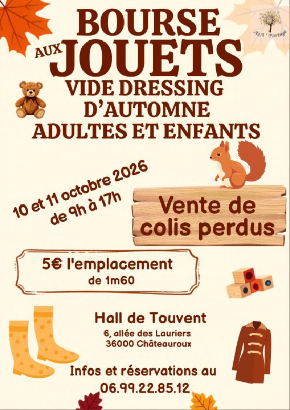 Bourse aux jouets, vide dressing enfants, adultes et vente de colis perdus