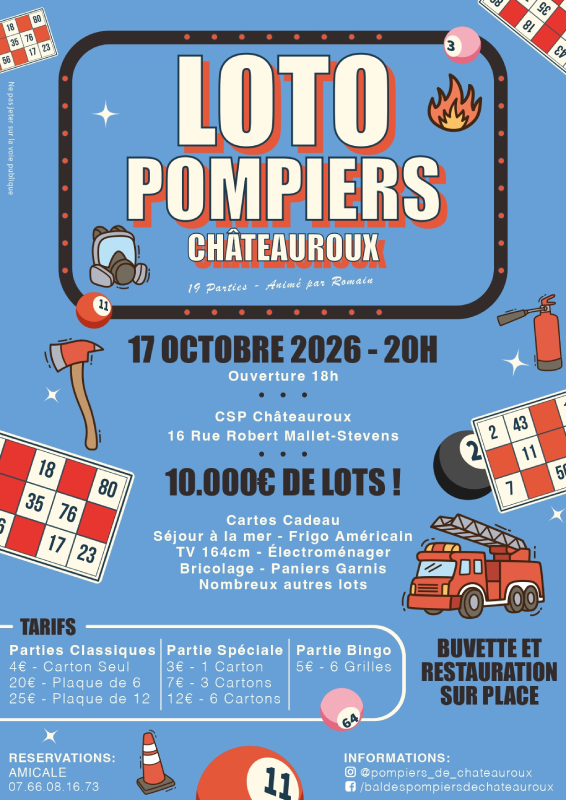 Flyer Loto des pompiers de Châteauroux