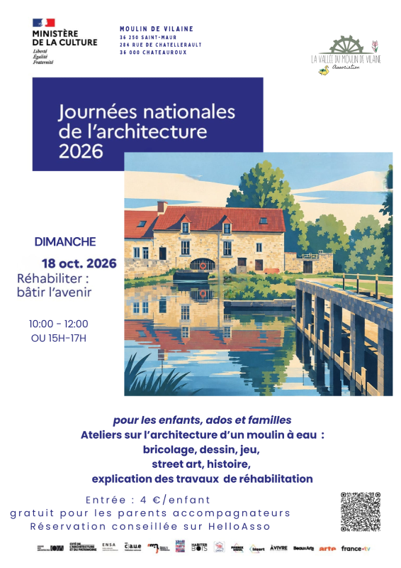 Ateliers de découverte d’un moulin à eau Journées nationales de l’architecture au Moulin de Vilaine