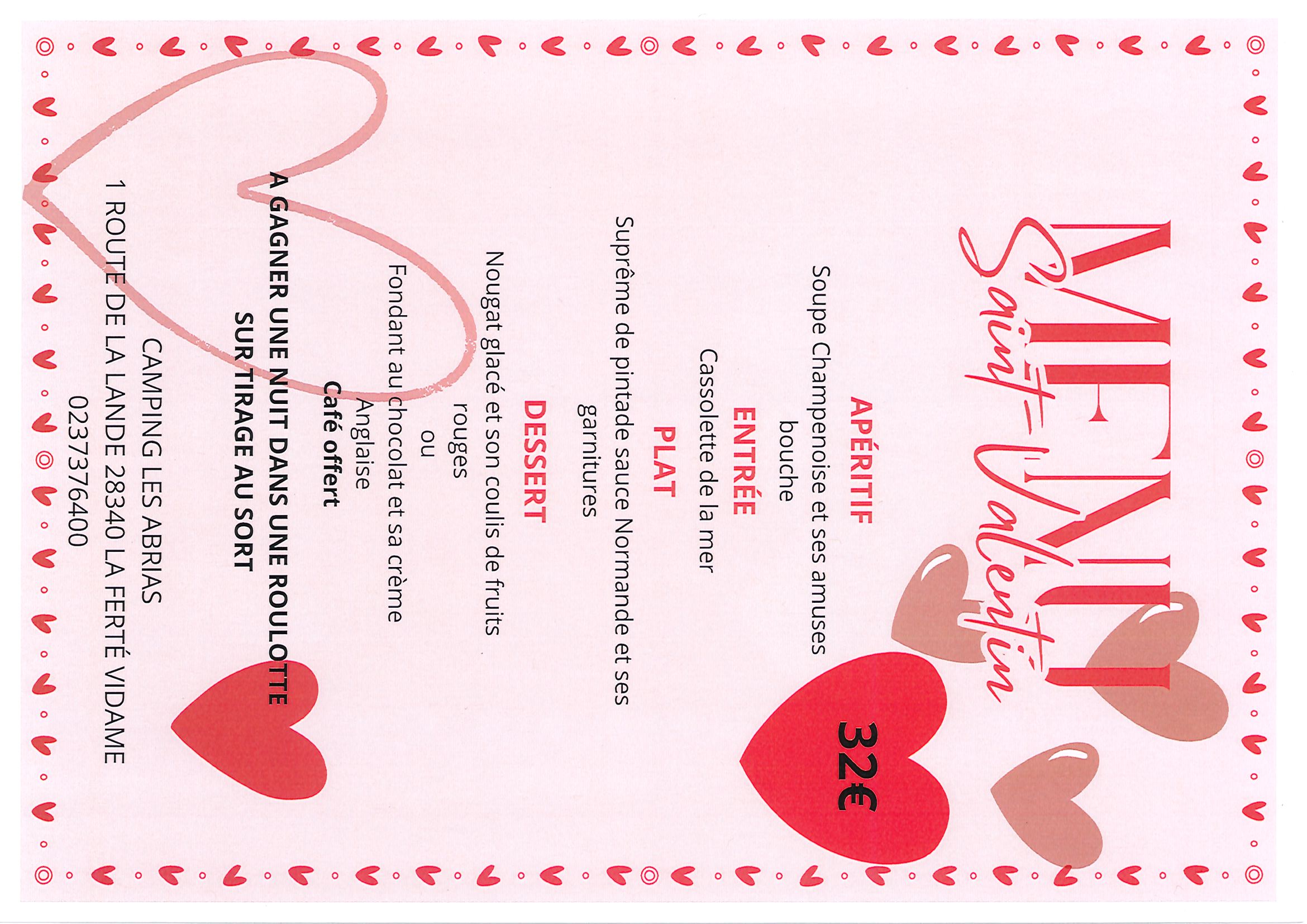 MENU DE LA SAINT VALENTIN