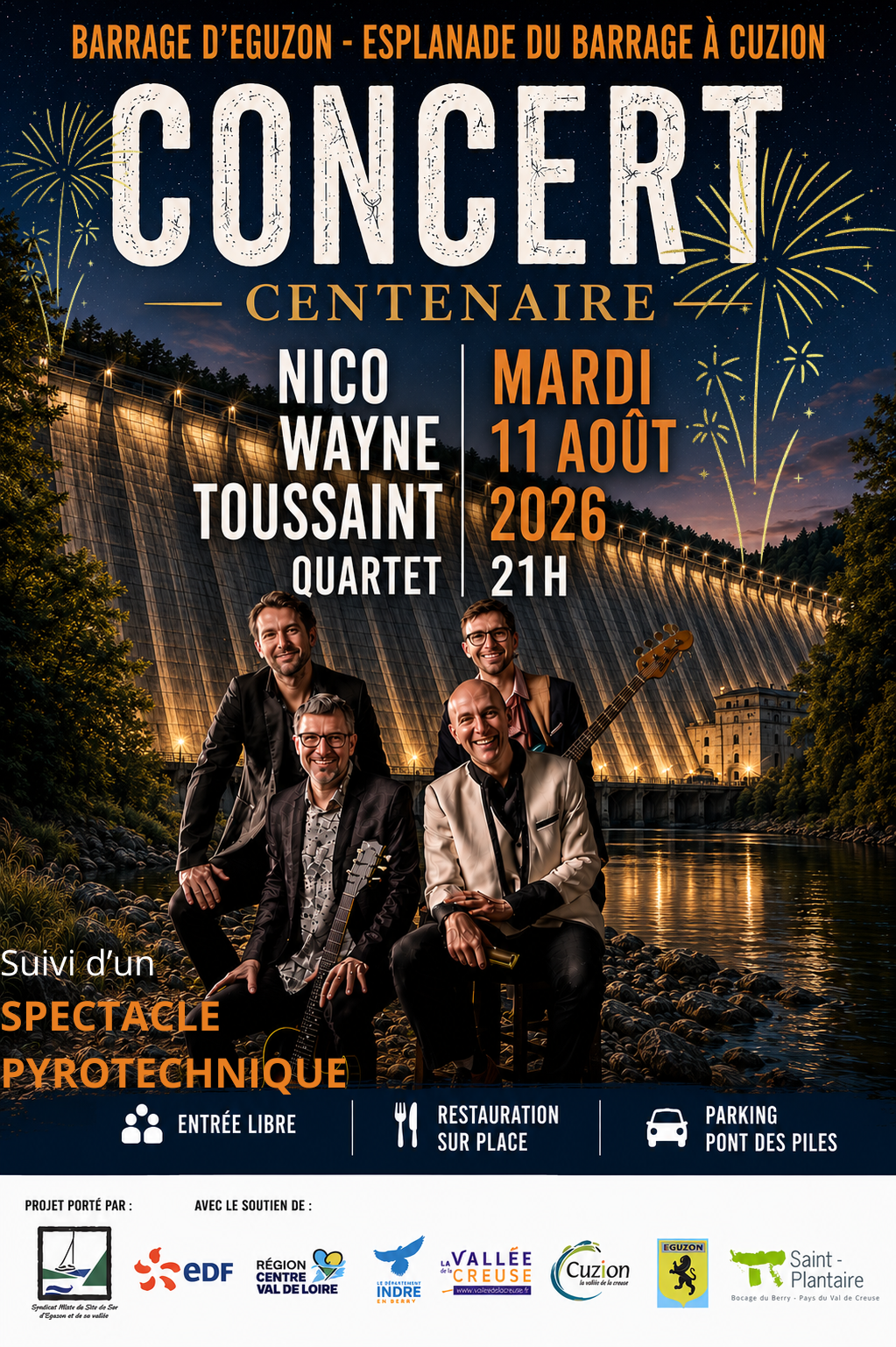 Concert au barrage - Nico Wayne Toussaint Quartet