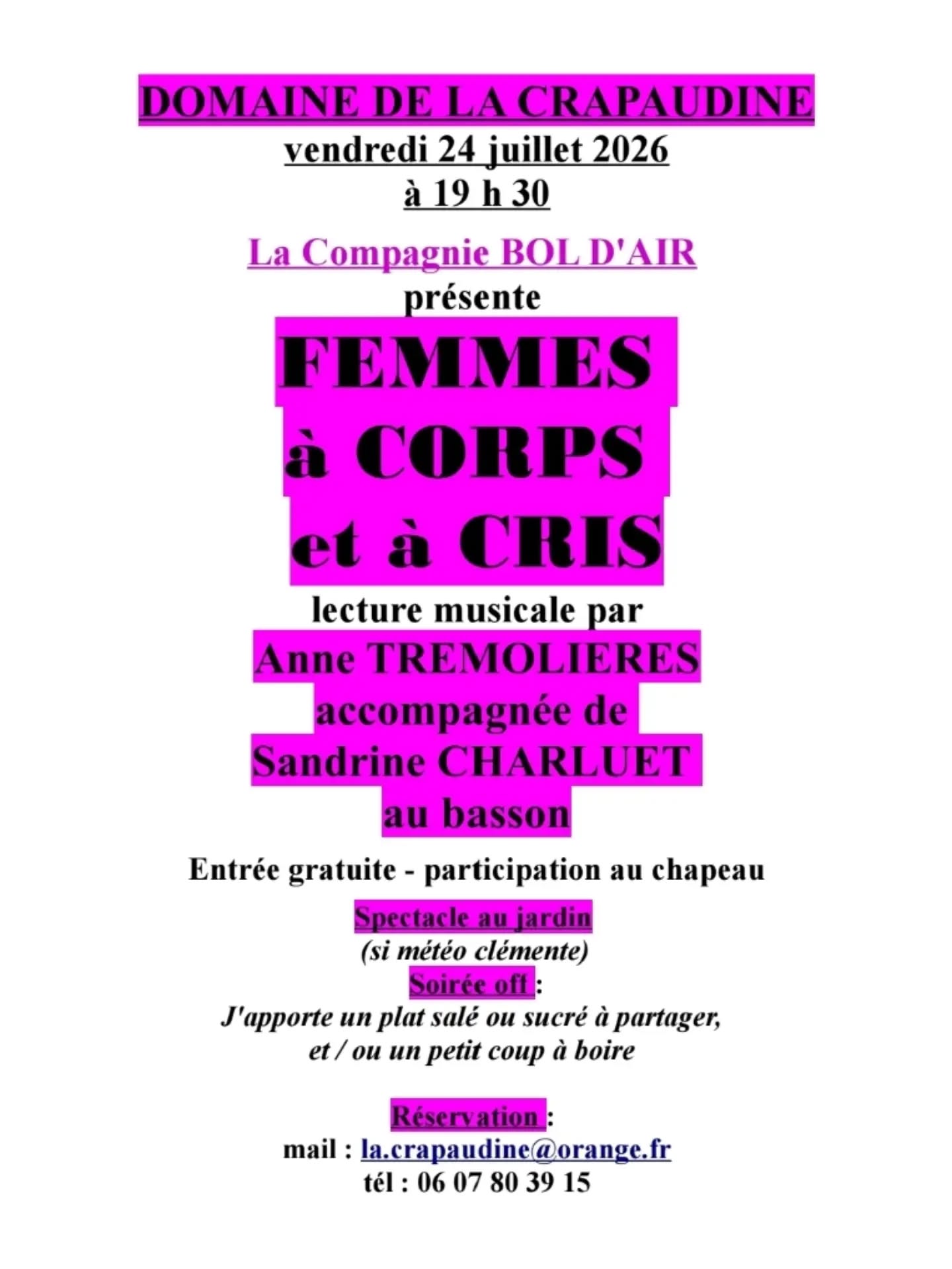 Spectacle Femmes à corps et à cris