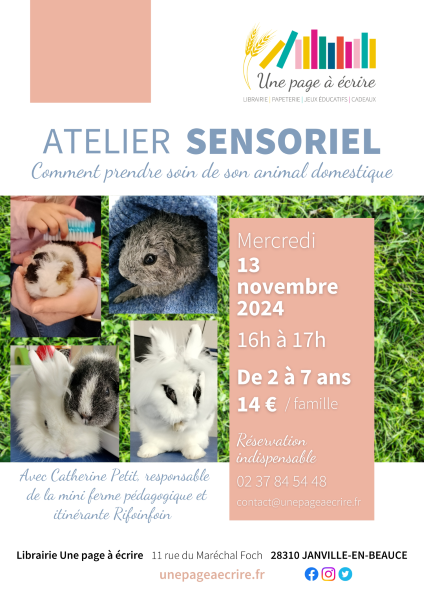 Atelier sensoriel : Comment prendre soin de son animal domestique