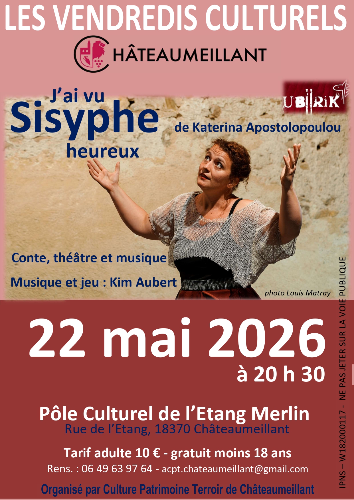Vendredis culturels, Spectacle : J'ai vu sisyphe heureux — visuel événement