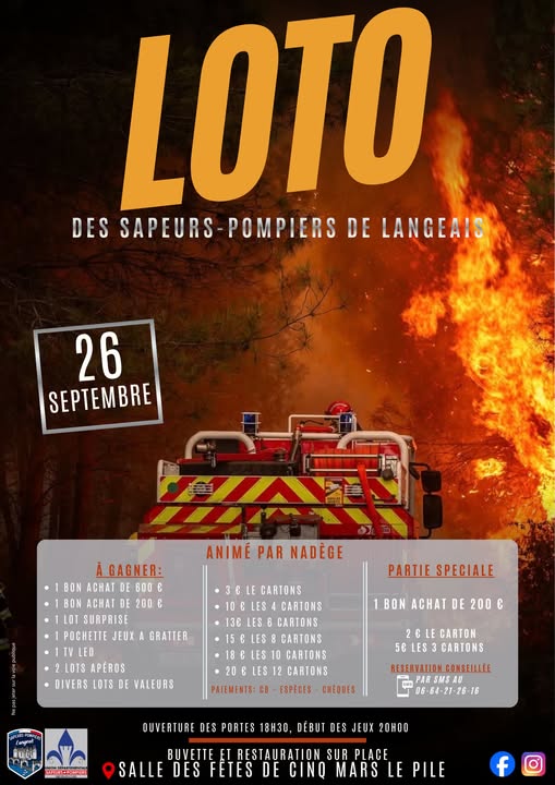 LOTO DES SAPEURS POMPIERS DE LANGEAIS