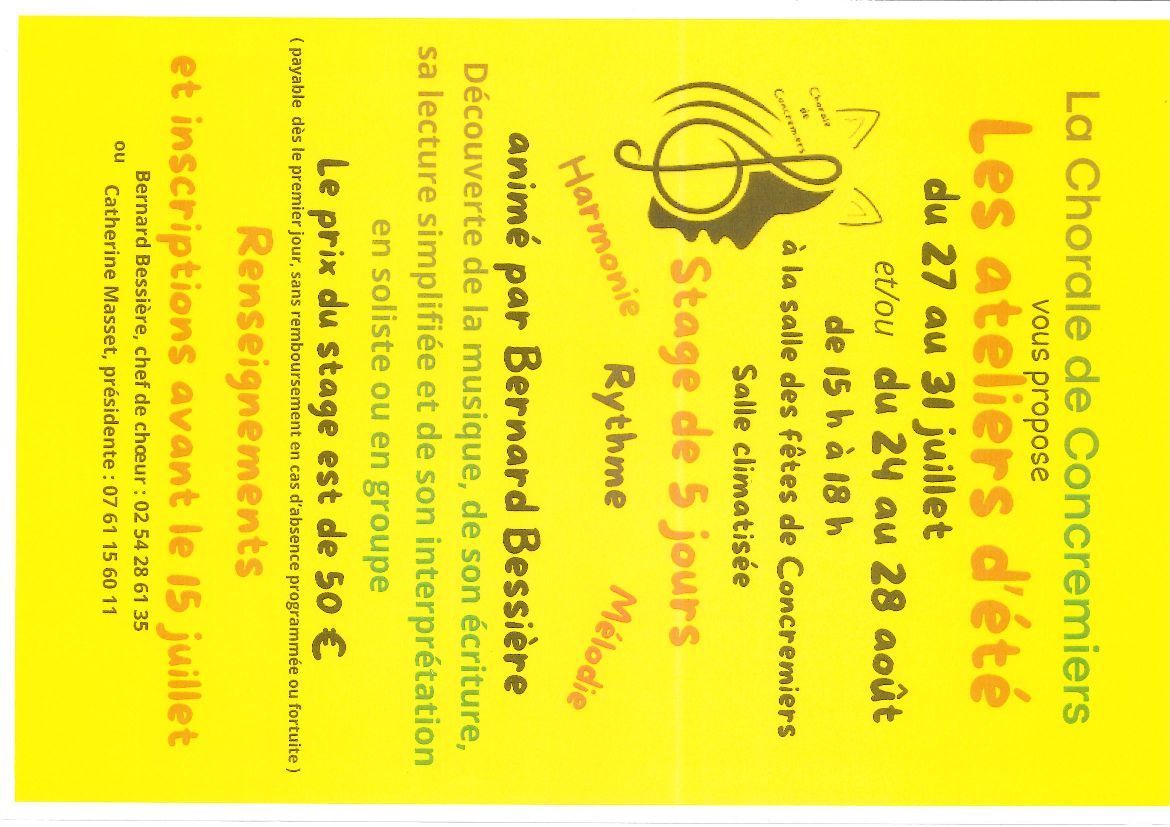 Ateliers d'été de la chorale