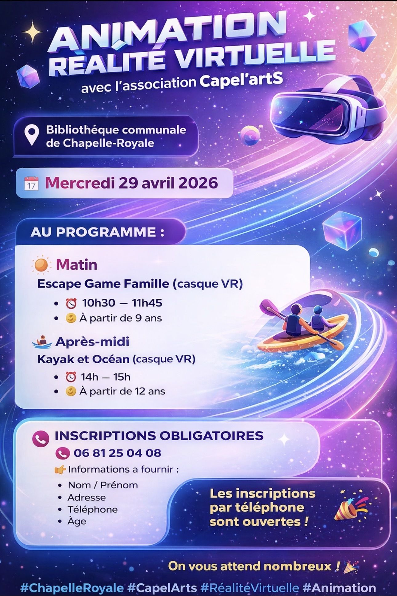 Animation réalité virtuelle à Chapelle-Royale — visuel événement