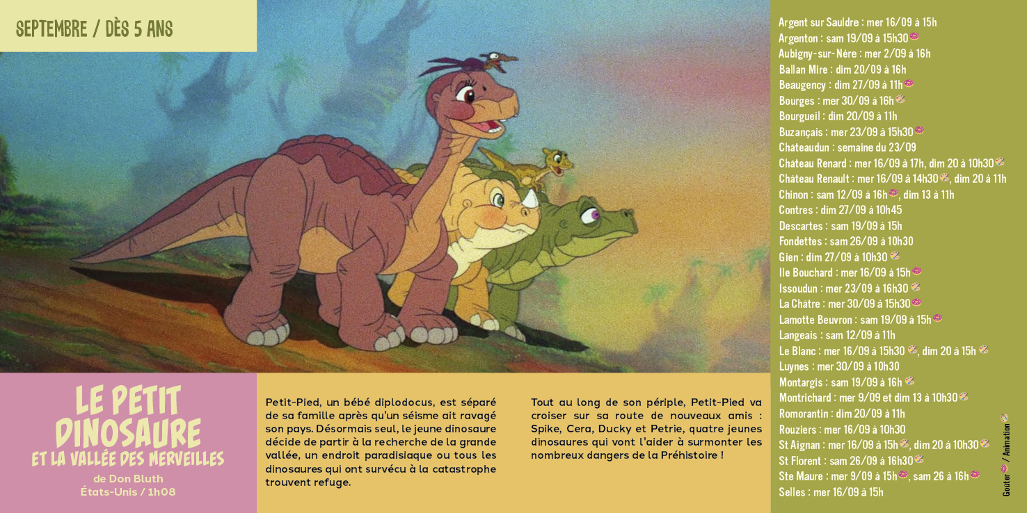 1,2,3 ciné : Projection jeunesse Le petit Dinosaure et la Vallée des Merveilles