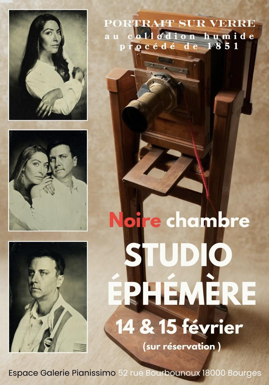 Studio photo éphémère, votre portrait sur verre comme en 1851