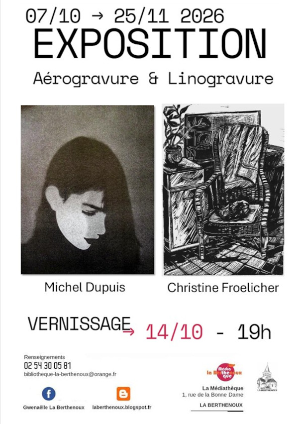 Exposition Duo aerogravure et linogravure de Michel Dupuy et Christine Froelicher