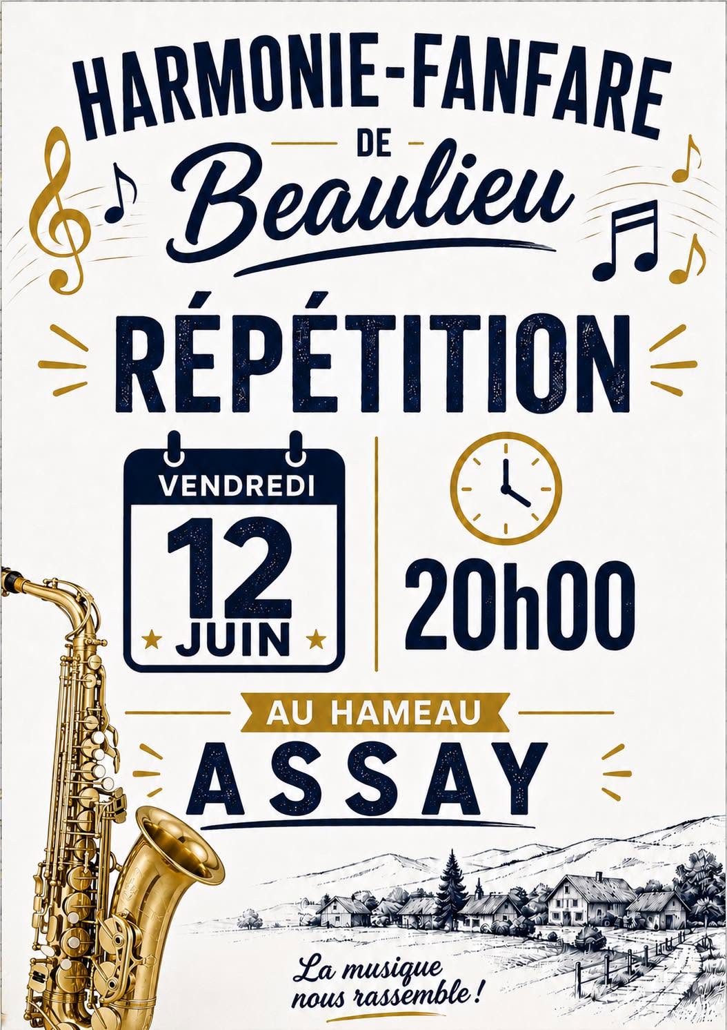 Répétitions de l'Harmonie de Beaulieu-sur-Loire dans les hameaux