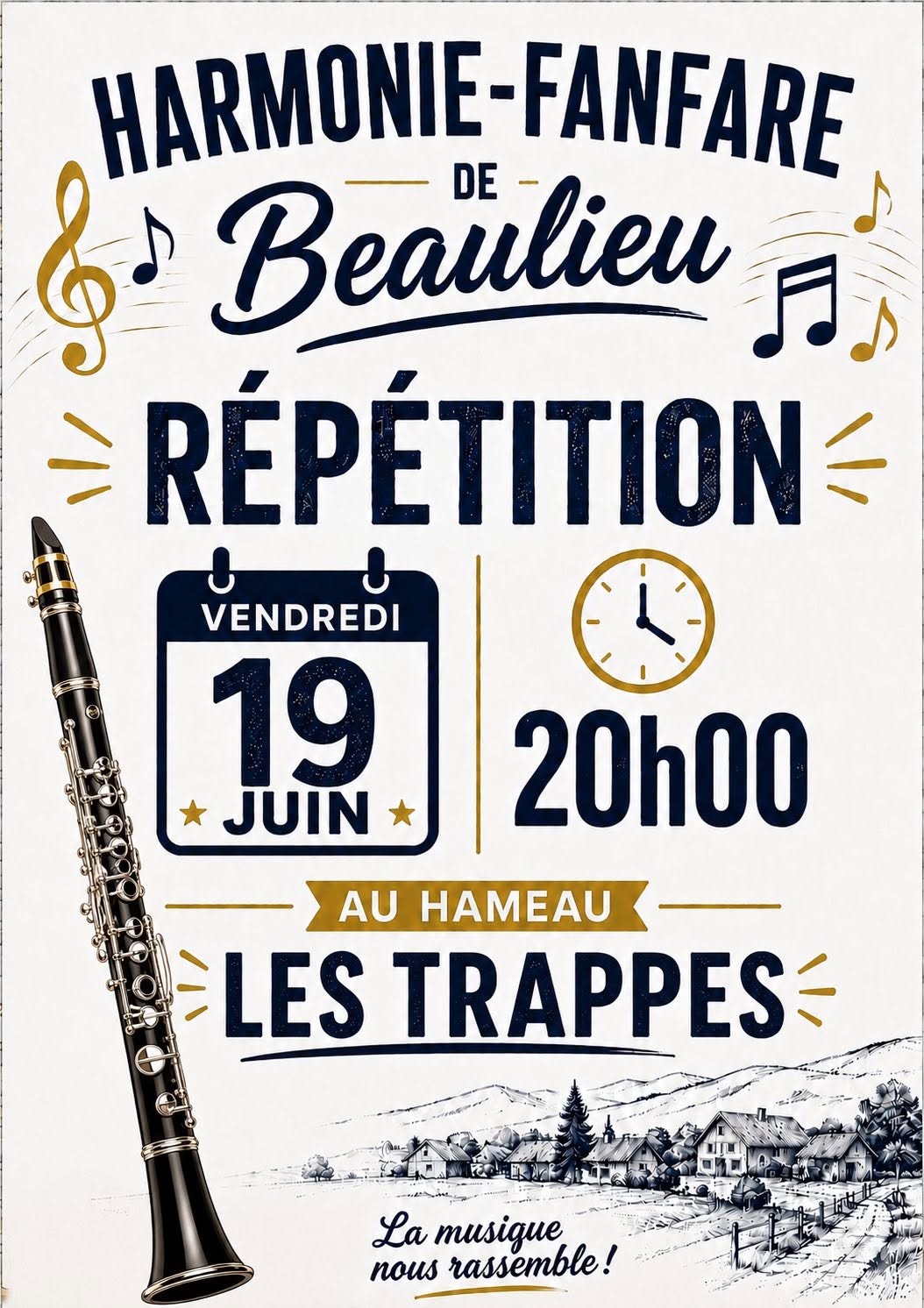 Répétitions de l'Harmonie de Beaulieu-sur-Loire dans les hameaux