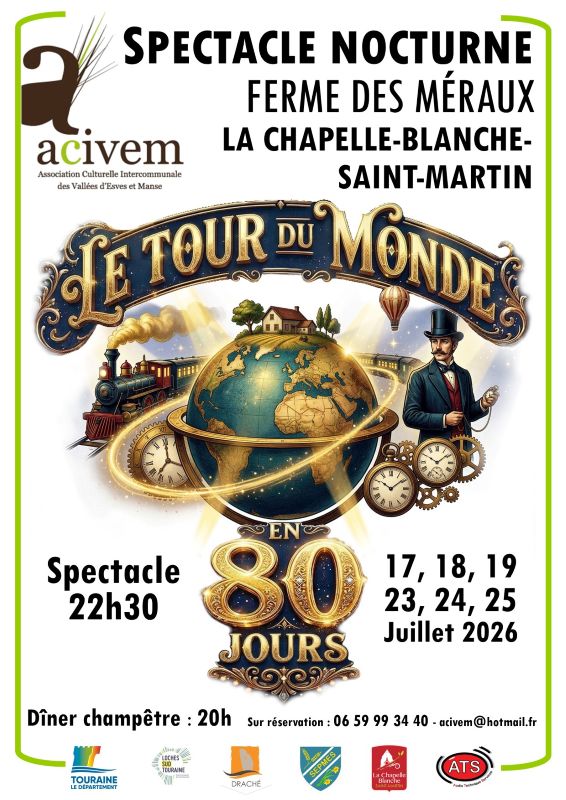 Spectacle nocturne "Le Tour du Monde en 80 jours" — visuel événement