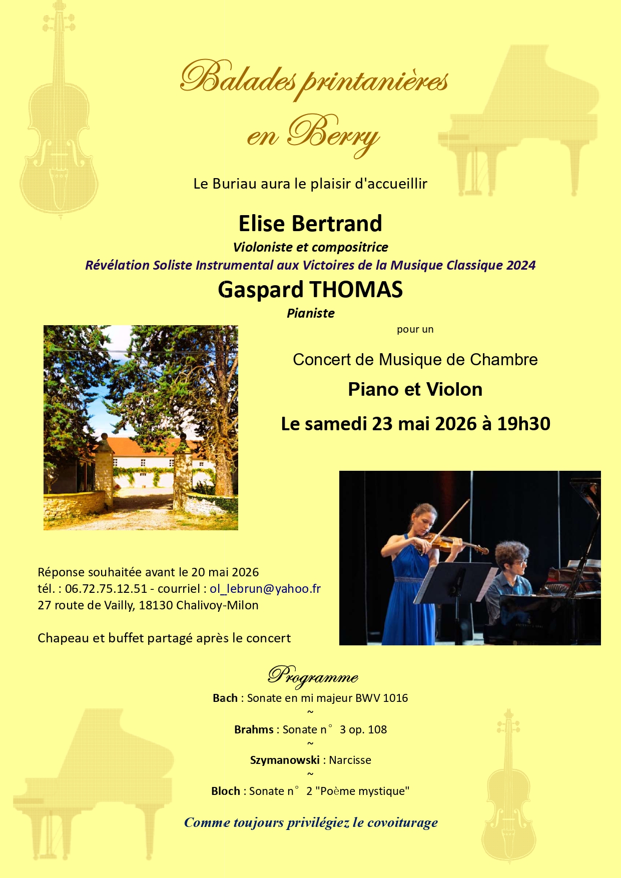 Concert de musique classique - Balades printanières en Berry — visuel événement