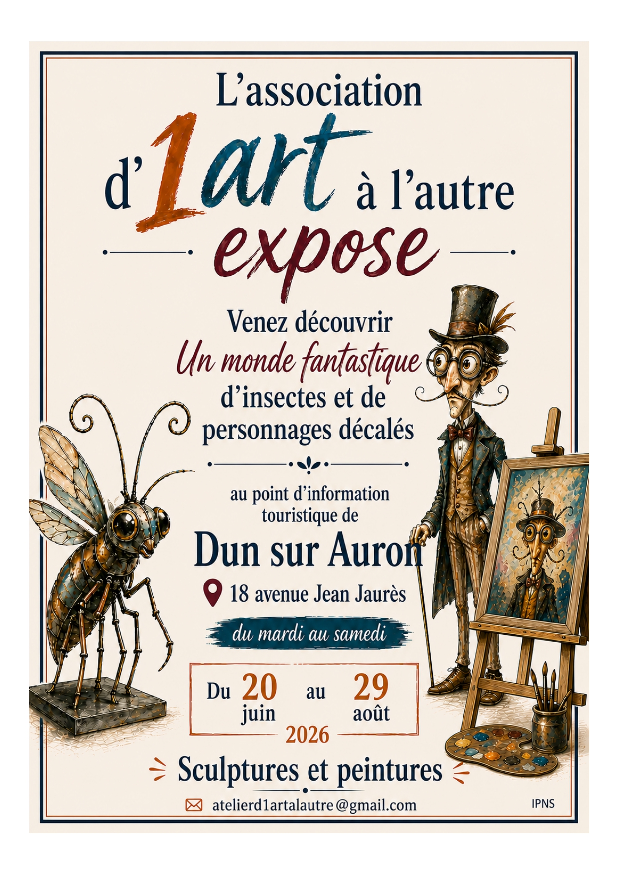 Exposition d'1 art à l'autre au Point d'Information Touristique Le Dunois — visuel événement
