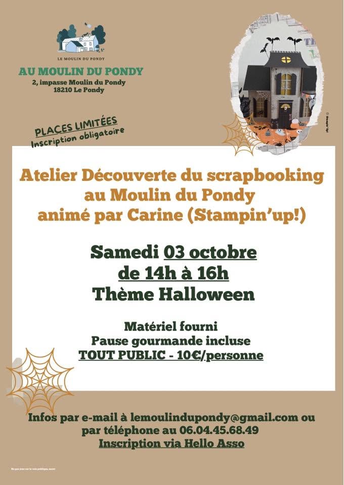 Atelier découverte du Scrapbooking avec Carine au Moulin du Pondy