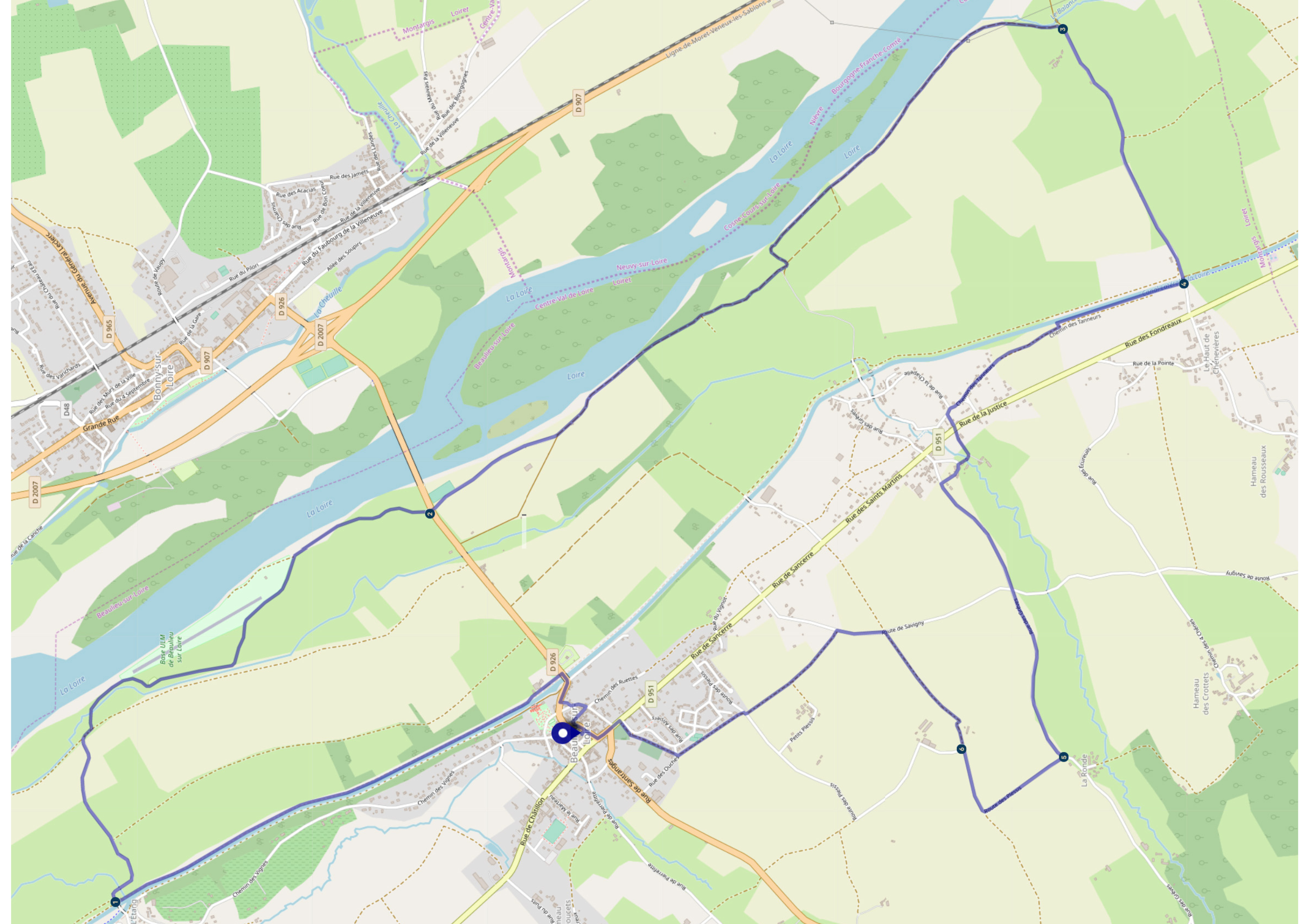 Circuit entre val de Loire et canal