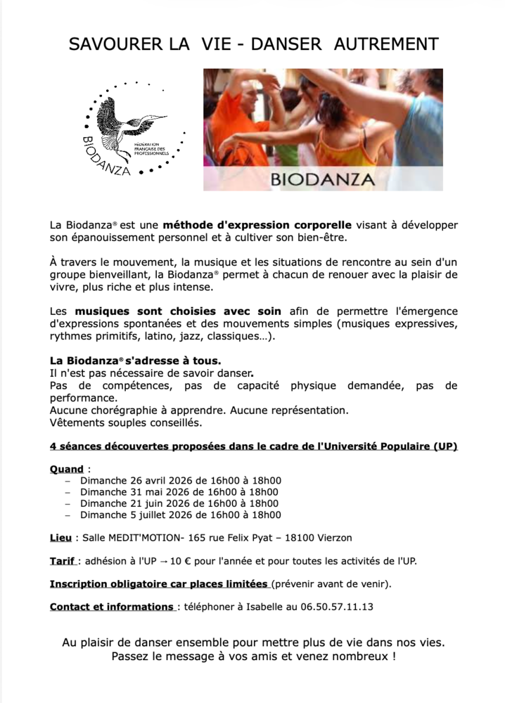 Séances découvertes Biodanza