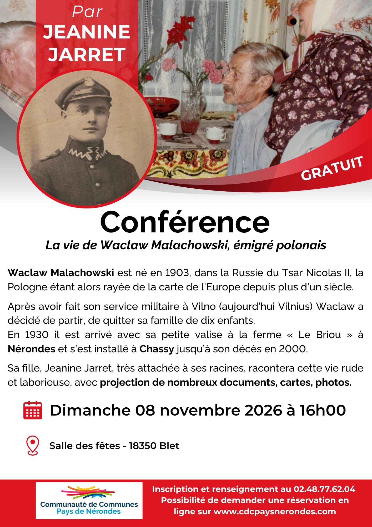 Conférence : La vie de Waclaw Malachowski, émigré polonais