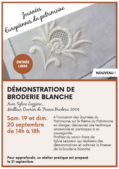 Démonstration de broderie blanche