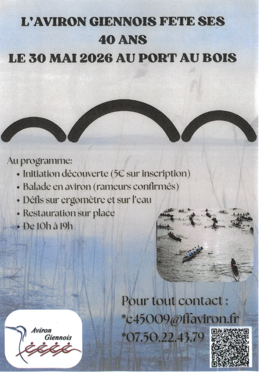 40 ans de l'Aviron Giennois — visuel événement