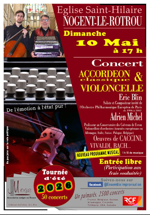 Concert classique accordéon et violoncelle en l'Eglise Saint Hilaire — visuel événement