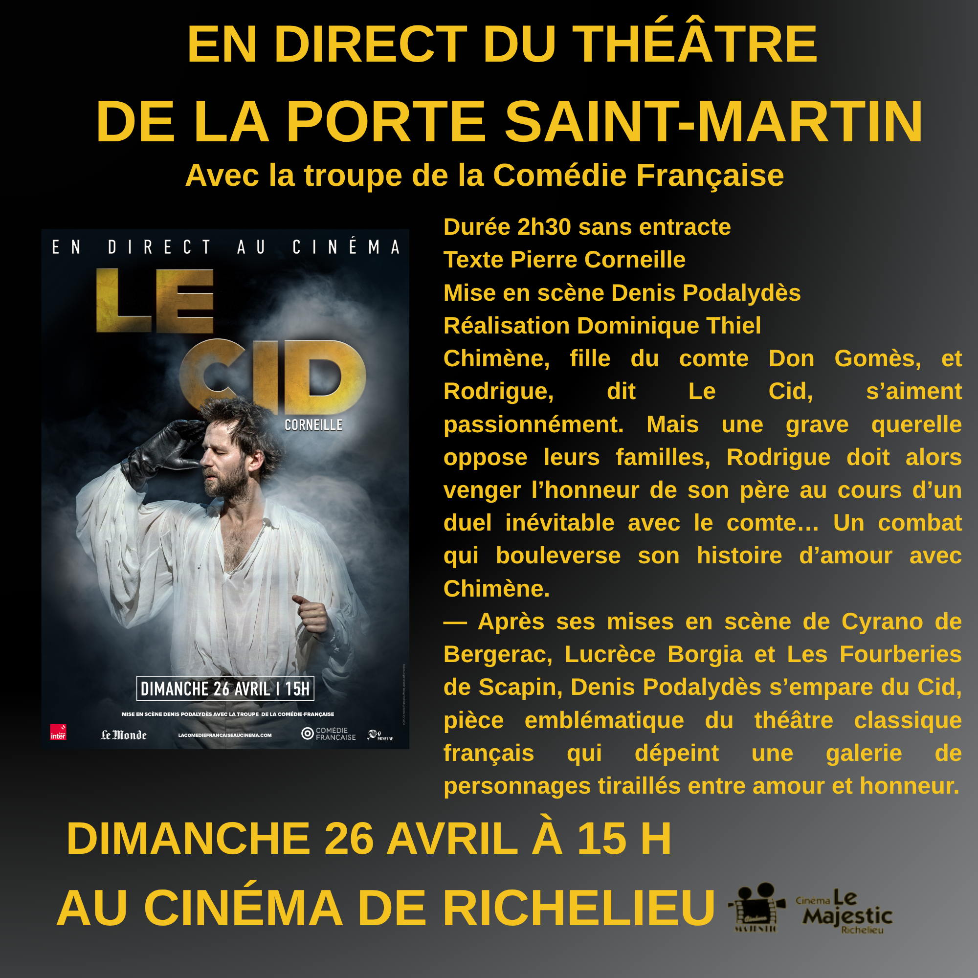 Le Cid - Théâtre au cinéma avec la troupe de la Comédie Française — visuel événement