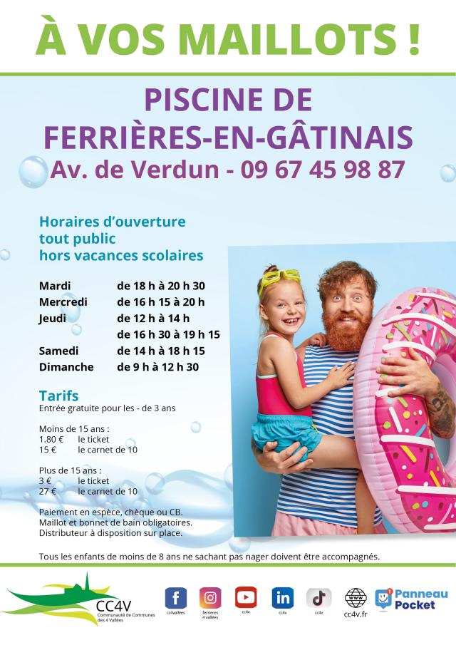 Piscine de Ferrières : horaires d'ouverture