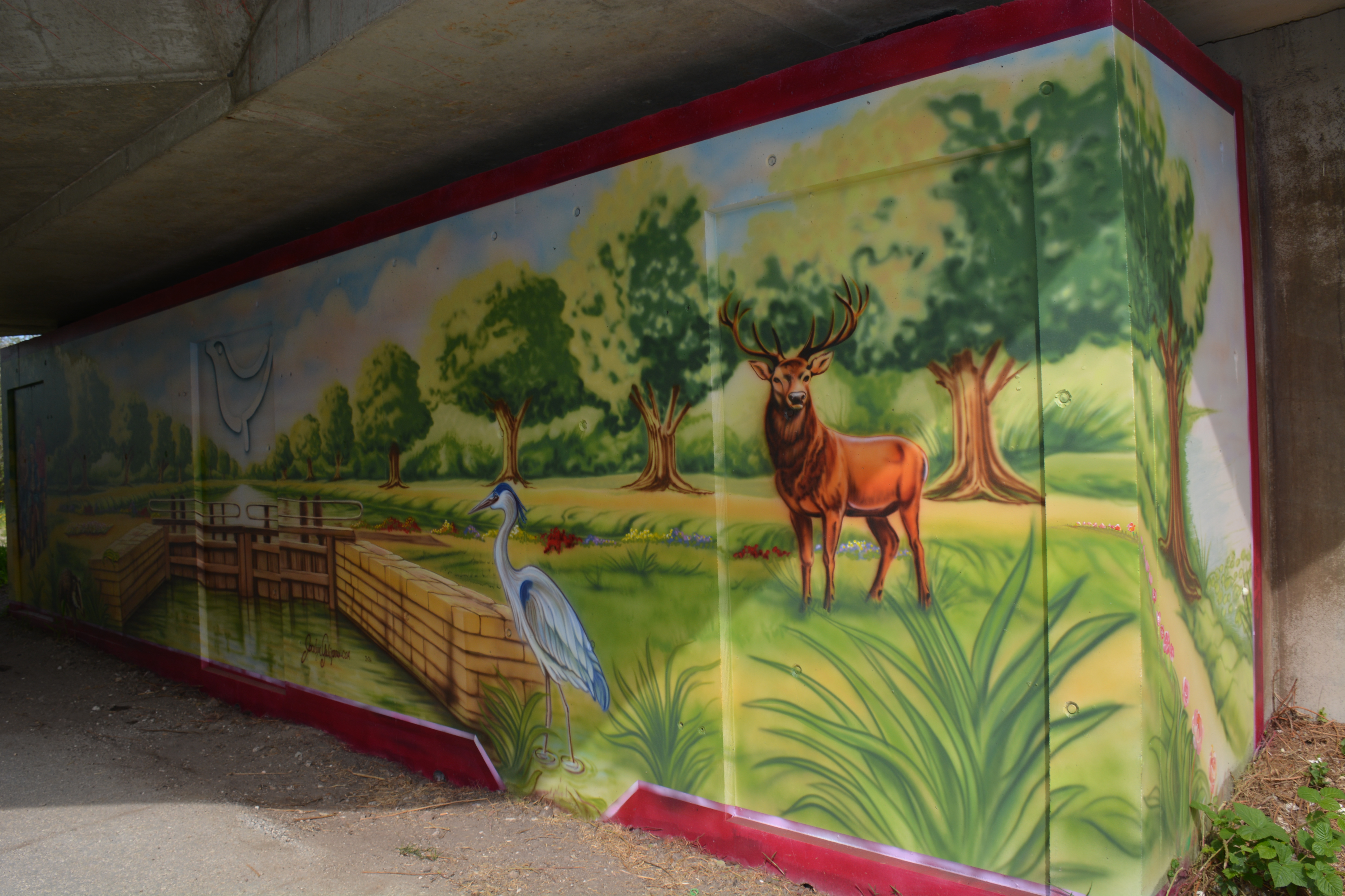 Fresque de Jocelyn Galipeau sur le Canal d'Orléans (D2060)