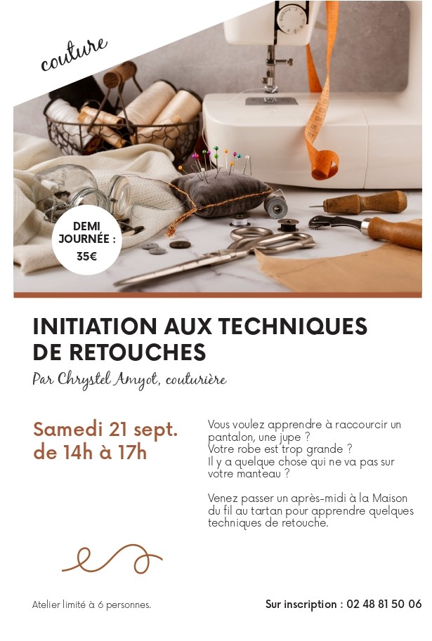 Initiation aux techniques de retouches Le 21 sept 2024