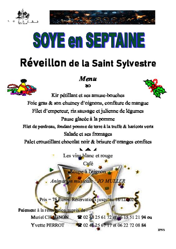 Réveillon de la Saint-Sylvestre à Soye-en-Septaine