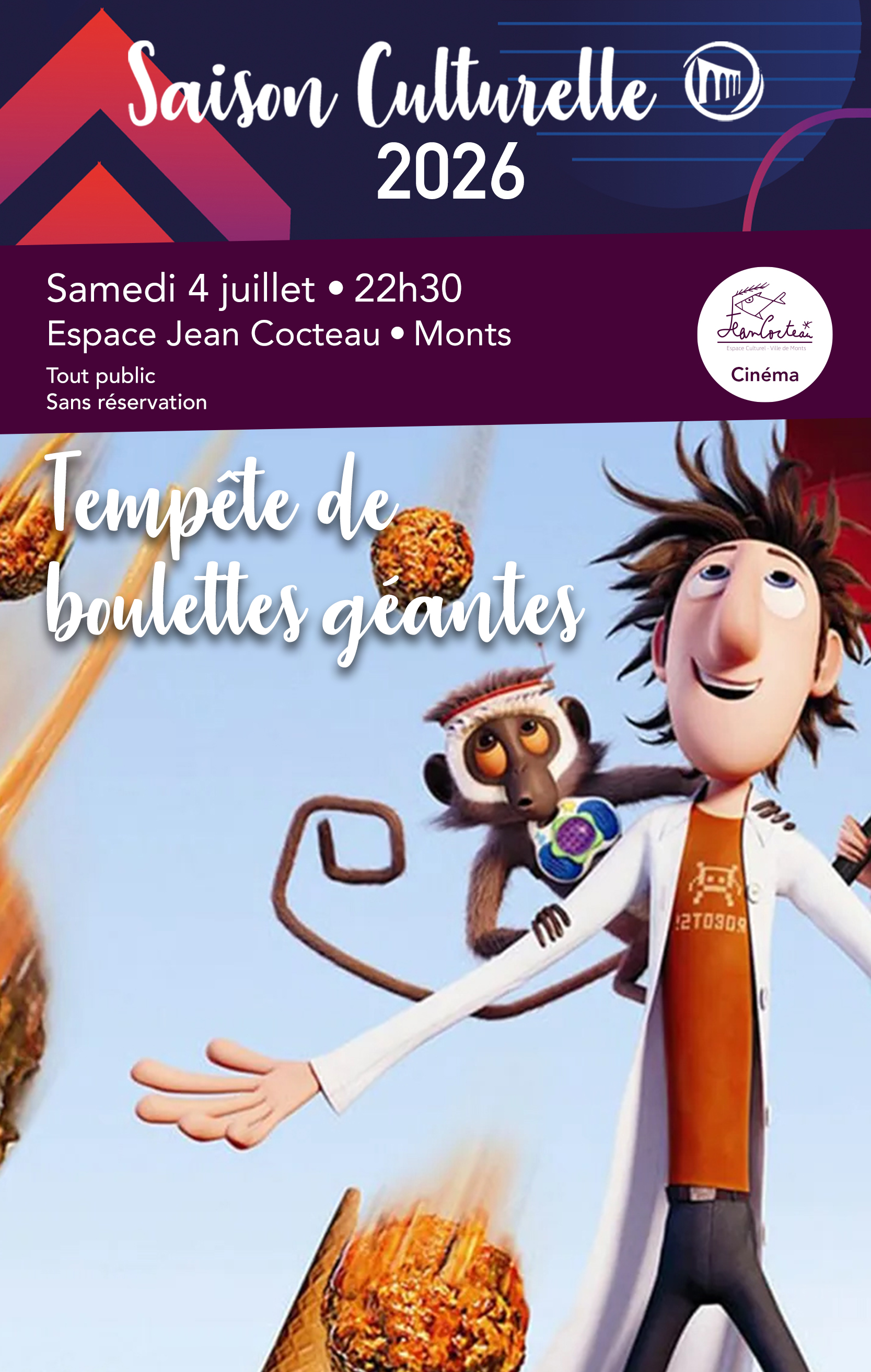 Cinéma en plein air : Tempête de boulettes géantes