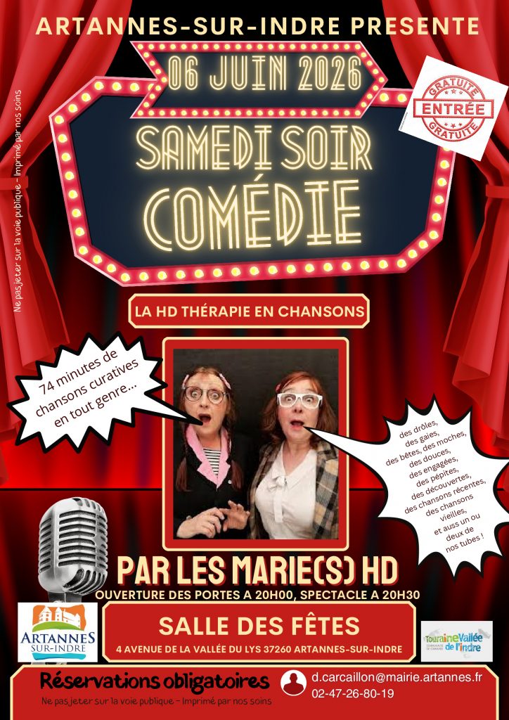 SAMEDI SOIR COMÉDIE À ARTANNES-SUR-INDRE ! — visuel événement