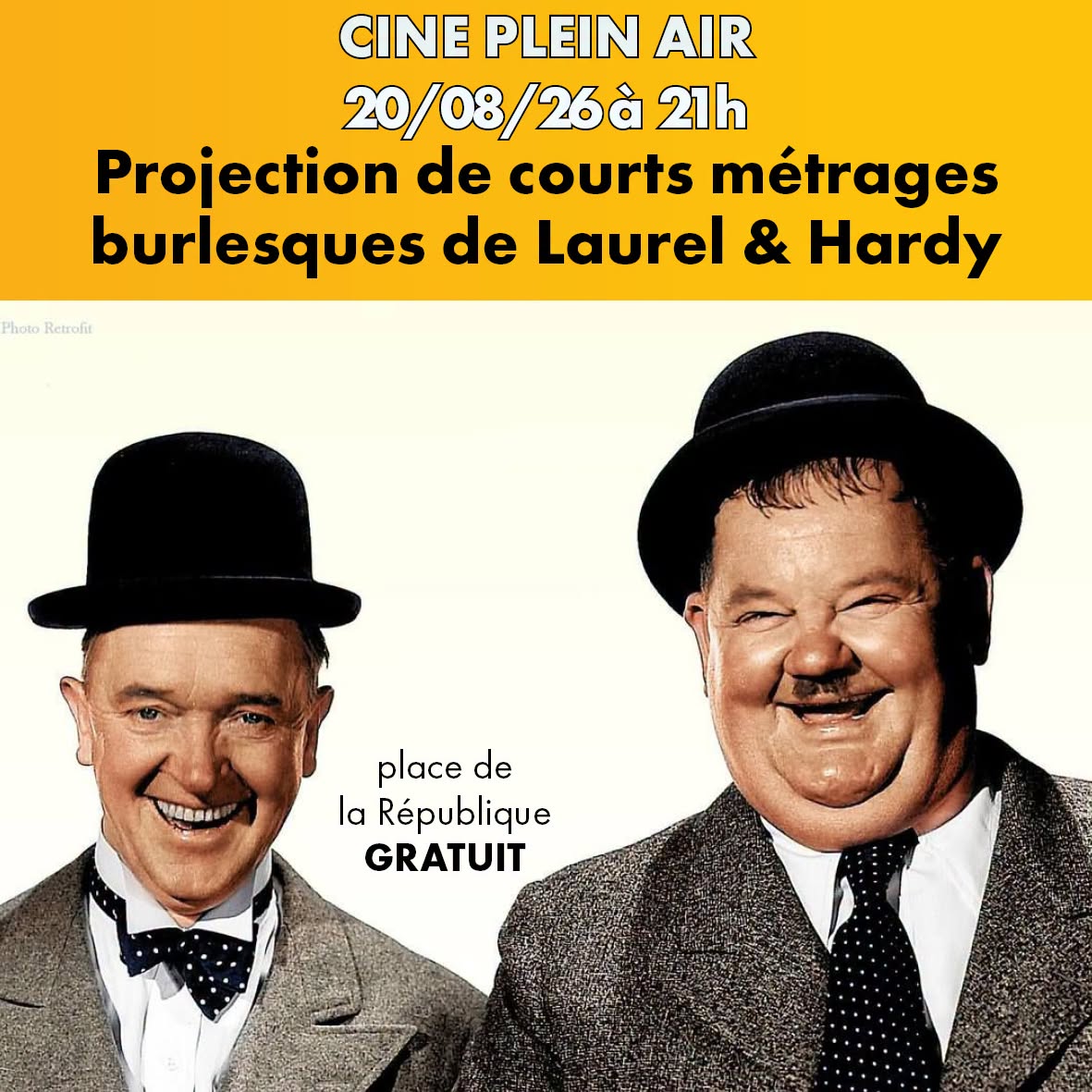 Cinéma en plein air : courts métrages burlesques de Laurel et Hardy