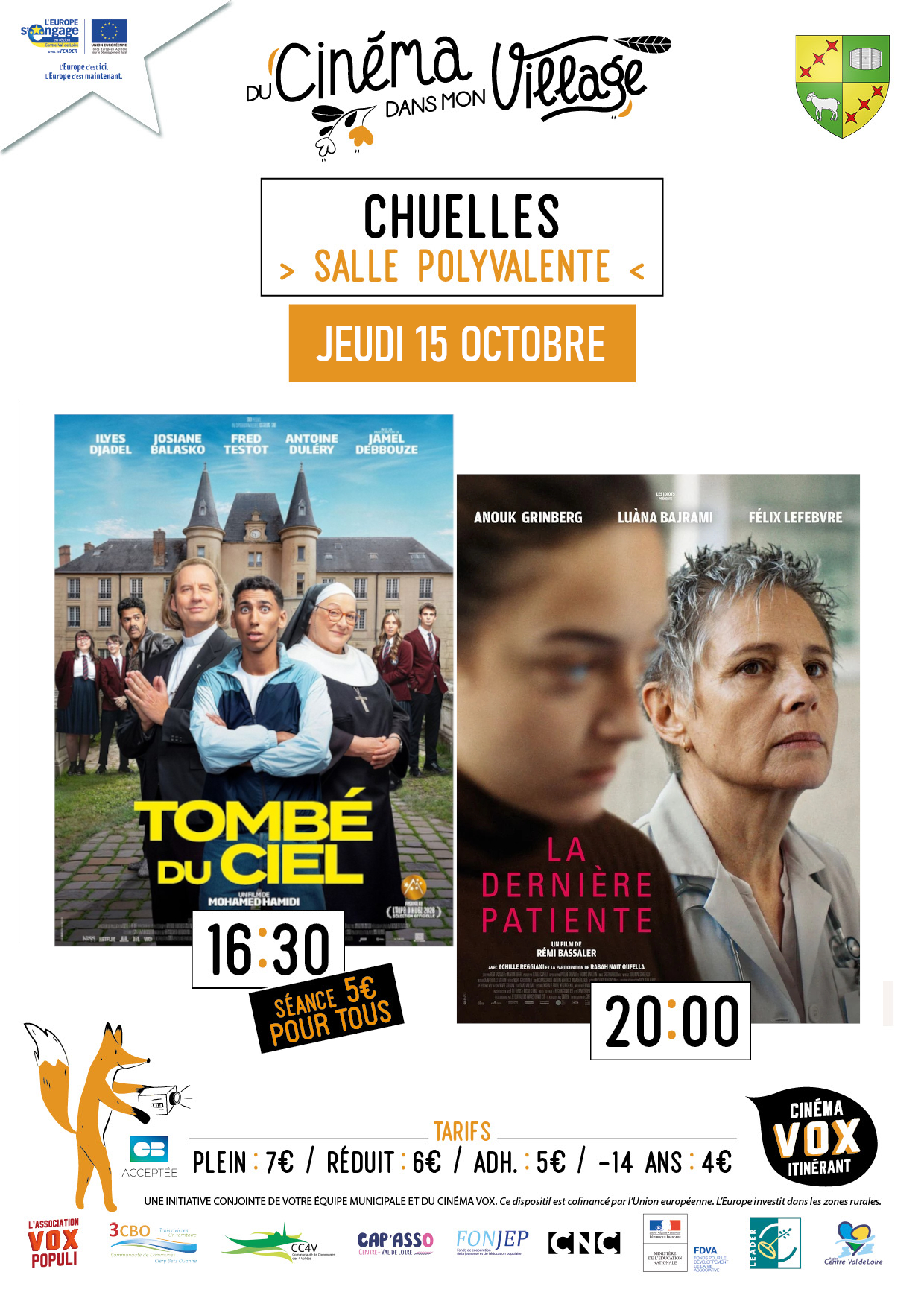 Du cinéma dans mon village :  “Tombé du ciel” & "La dernière patiente"