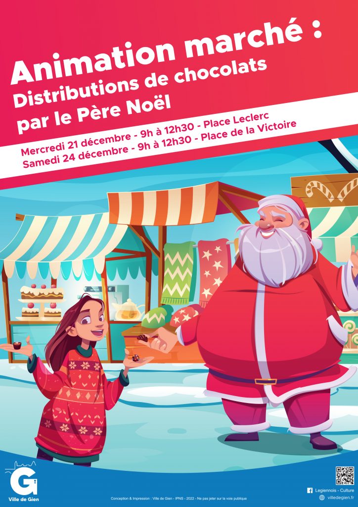 Animation Marché: Distributions de Chocolats par le Père Noël - La